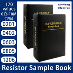 4250PCS 8500PCS 0201 0402 0603 0805 1206 1% SMD Resistor Sample Book Resistors Assortment Kit 0R~10M 170Values Each 25pcs 50pcs