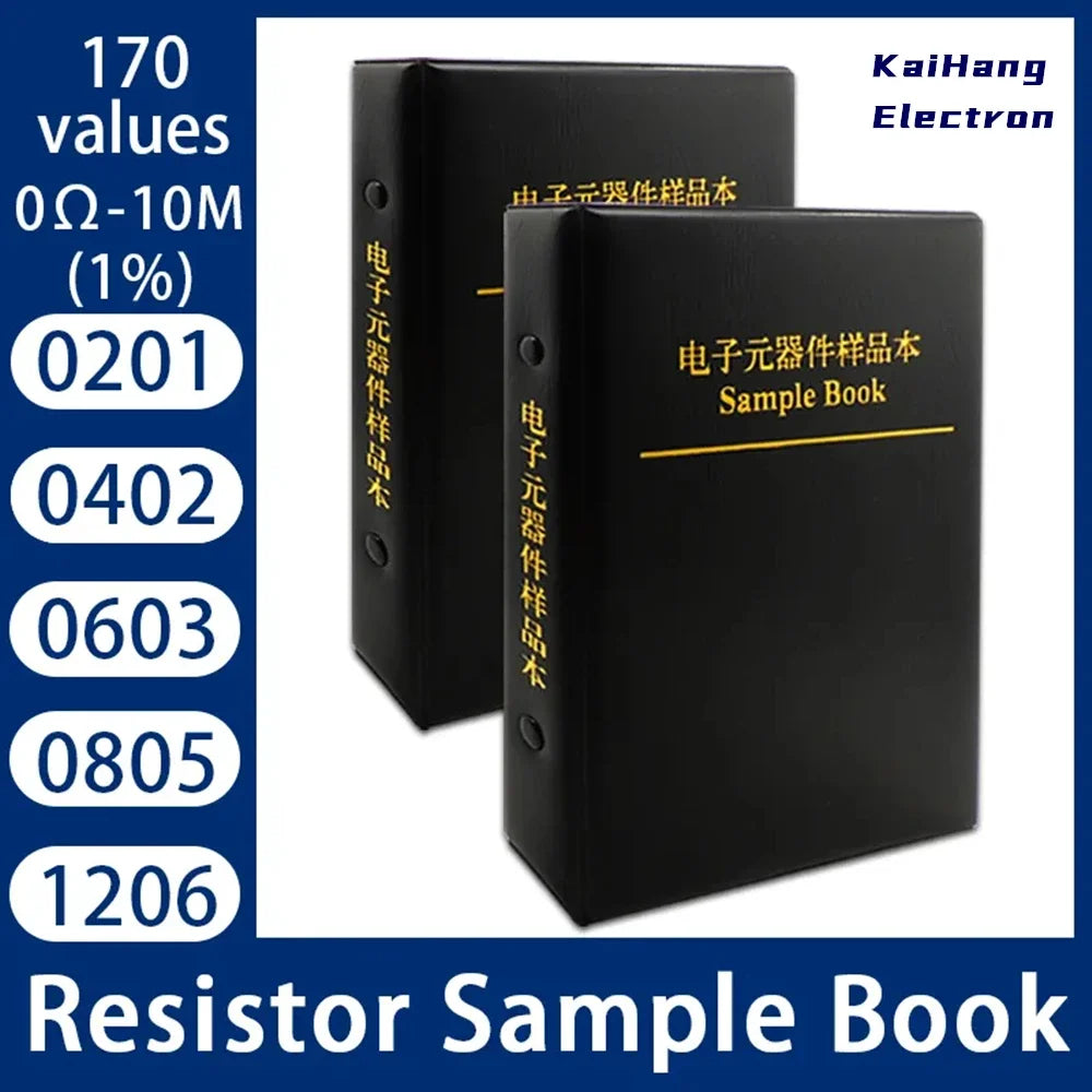 4250PCS 8500PCS 0201 0402 0603 0805 1206 1% SMD Resistor Sample Book Resistors Assortment Kit 0R~10M 170Values Each 25pcs 50pcs
