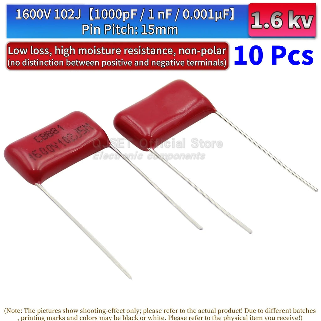 10Pcs CBB81 Metallized Polypropylene Film Capacitors High-Voltage 1.6 kV 1600 V 102j 104j 153 222 332 334 472 474 562 682J 0.1uf