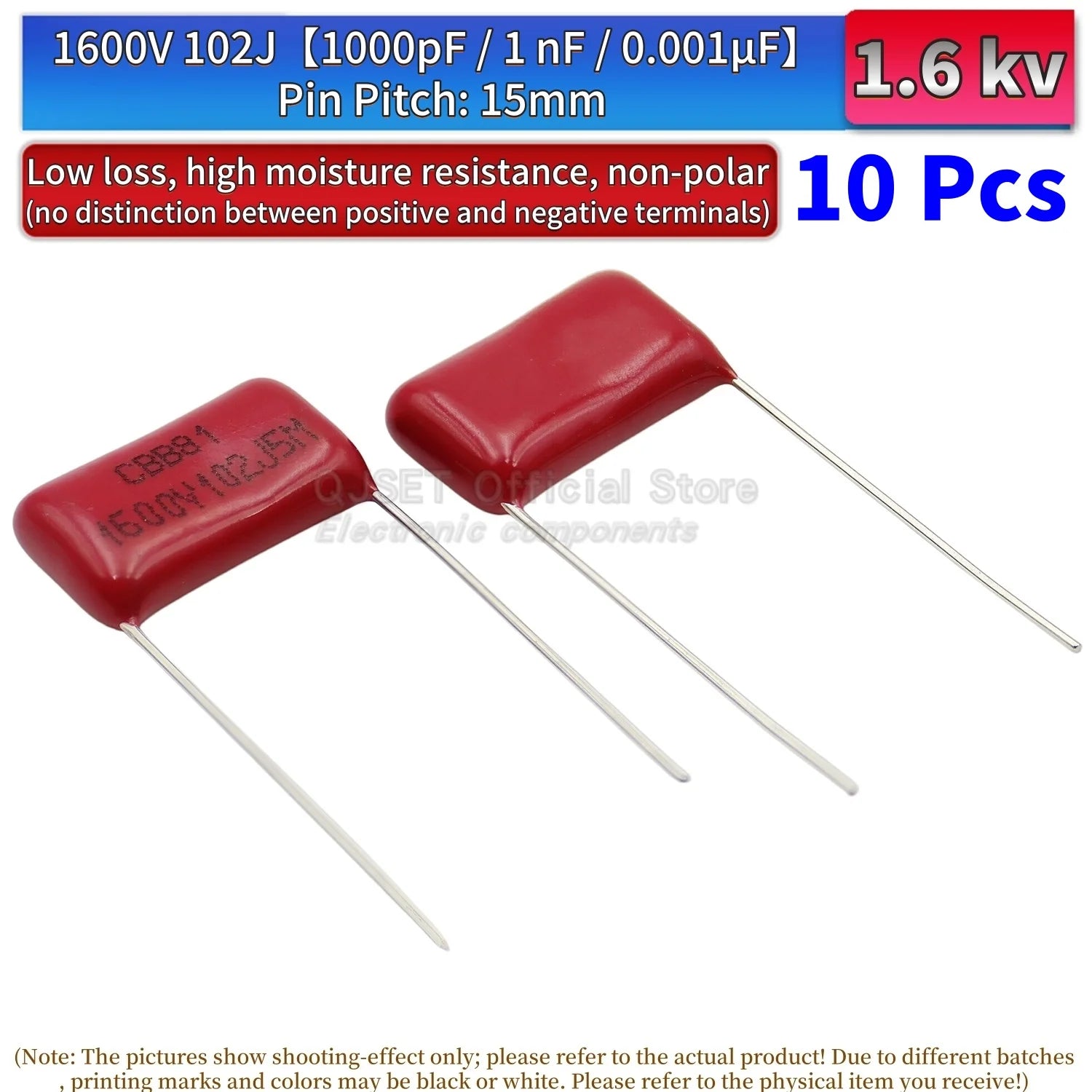10Pcs CBB81 Metallized Polypropylene Film Capacitors High-Voltage 1.6 kV 1600 V 102j 104j 153 222 332 334 472 474 562 682J 0.1uf