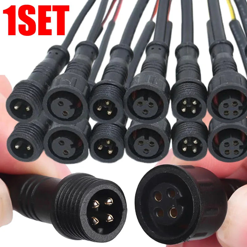 M12 IP67 Waterproof Cable Connector 2/3/4 Pin Male Female Plug with PVC Wire for Car Motorcycle LED Light Auto Accessories
