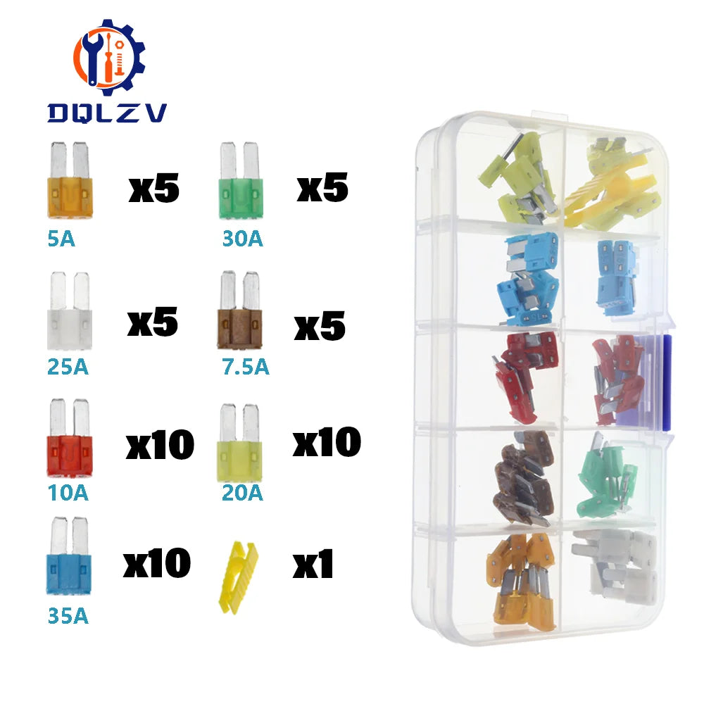 Car Fuse 5/7.5/10/15/20/25/30/35/40A Mini/Small/Medium 32V Automotive Blade Type Zinc alloy Fuse with Box Clip