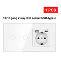 NYWP EU 86*86mm 1Gang 2Way Dual Touch Switch Tempered Glass Panel Stair Switch Bedroom Sensor Switches Cross No Need WI-FI