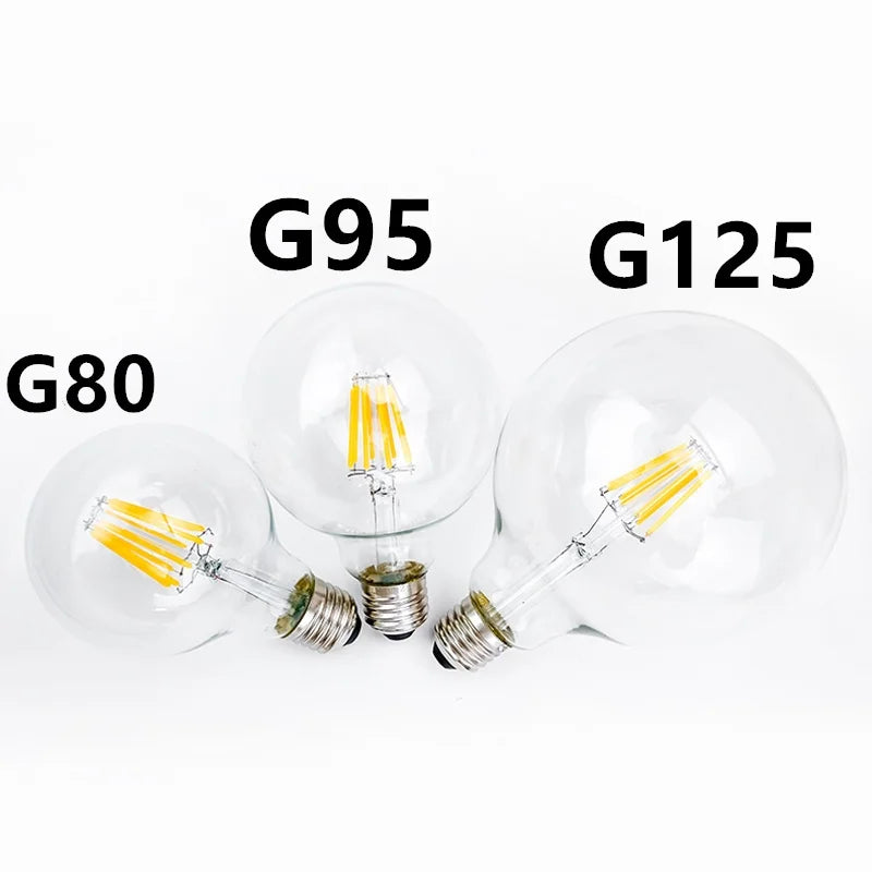 Retro Edison Filament LED Light Bulb E27 AC 220V 240V G80 G95 G125 Globe Light Glass Bulb 2W 4W 6W 8W Lampara LED Lamp
