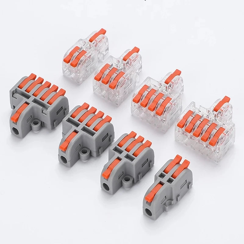 Fast Universal Compact Conductor Junction Box Spring Splice Terminal Block Push-in Wire Connector Cable Splitter 1 in 3/4 out