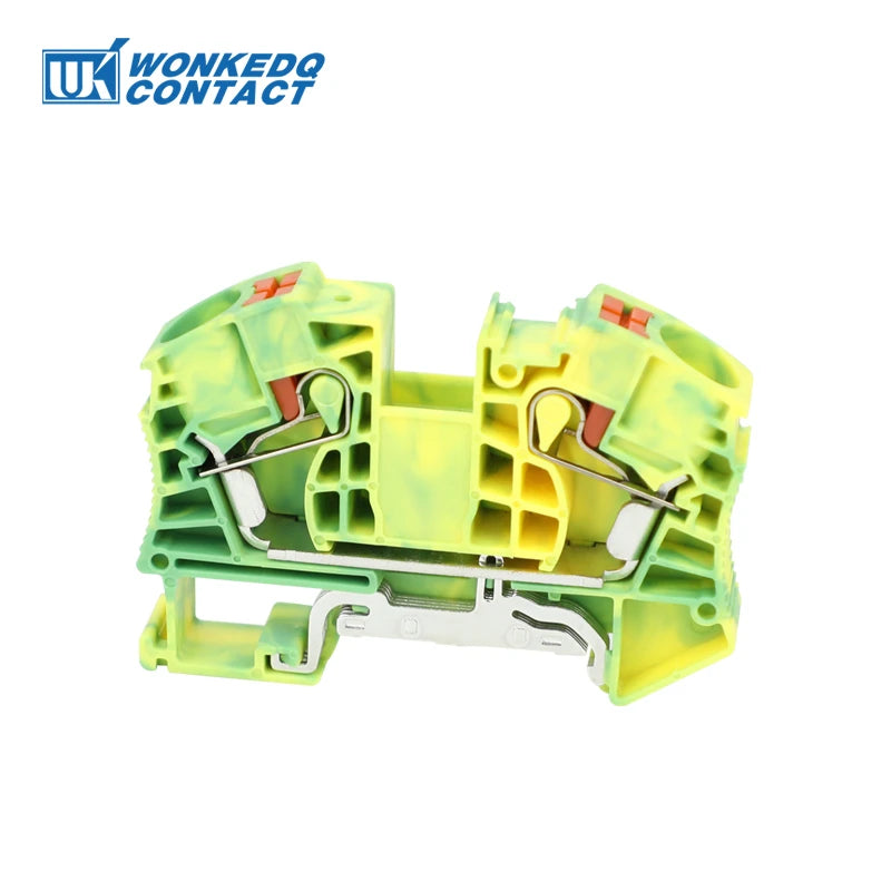 PT16-PE Ground Modular Din Rail Terminal Block, 16mm² Electric Cable Wire Connector, Earthing Push-in Terminals PT 16-PE