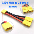 T Plug XT60 XT90 Parallel Battery Connector Male/Female Double Extension Cable Y-Divider/RC Battery Motor3-Way 10AWG 12AWG 14AWG