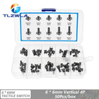 10 Models 6*6 Tact Switch Tactile Push Button Switch Kit Height: 4.3 5~13MM DIP 2P/4P Micro Switch 6x6 Key Switch