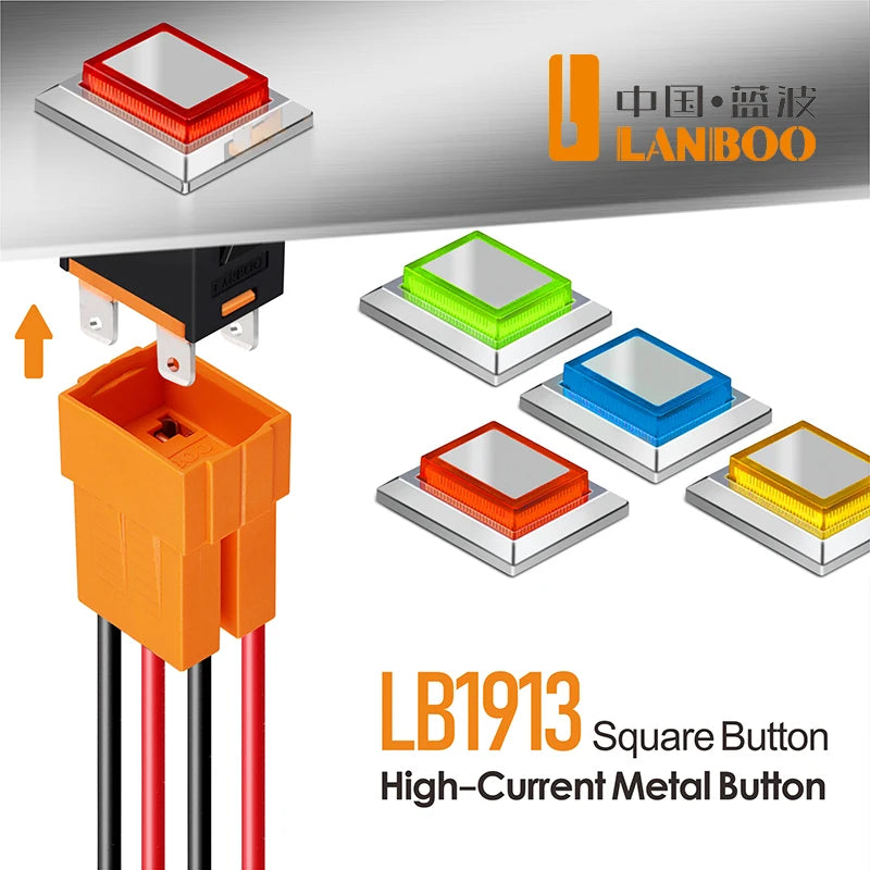 LANBOO High-End Quality Latching  Rocker Switch 20A 16Amp Current Push Button 2no2nc with LED 3-8V/9-24V/220V