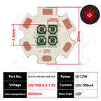 10W High Power LED Chip IR Infrared 660nm 680/730/760/810/850nm 12W 3535 Bead 2V 4V 8V 700/1400/2800mA For Night Vision Security