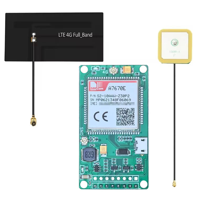 SIMCOM A7670E MASA 4G Cat1 With GSM GPS Module Development Core Board A7670E-MASA A7670E-LASA TTL Serial Port USB 4G GPS Antenna
