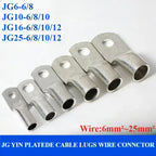 JG Copper Terminal Crimp Terminal Ring Lug Tin Plated Terminal For Connection Electric Cable Power M6 M8 M10 M12 Solid Connector