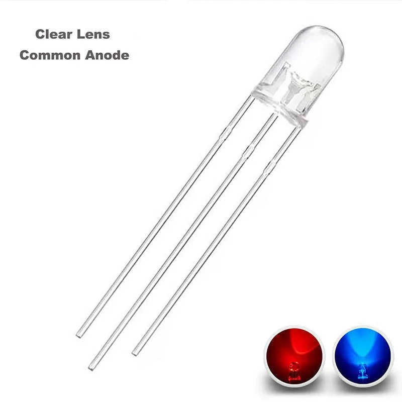 100 Pcs 5mm Led Diode Bicolor Two Color Red Green Blue Commmon Anode Cathode 2V 3V 20mA F5 Light Emitting Lamp Blub For DIY PCB