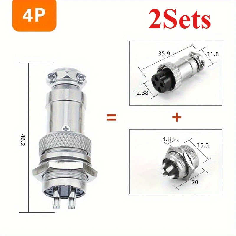 2 Sets  Male + Female GX16 Aviation Connector Plugs,2P/3P/4P/5P/6P/7P/8P/9P/10P Configurations Ideal