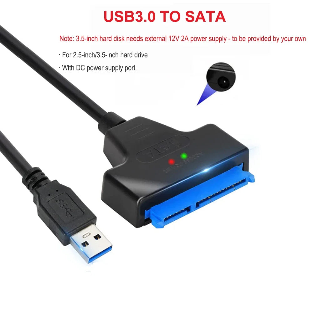 USB 3.0 to SATA 22 Pin Cable Sata To USB 3.0 Adapter Converter Support 2.5/3.5 Inch External HDD SSD Hard Drive Sata