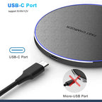 Ultra-Thin Fast Wireless Charger Pad for Samsung Galaxy S24 S23 S22 iPhone 15 14 13 Pro Max Wireless Induction Charging Station