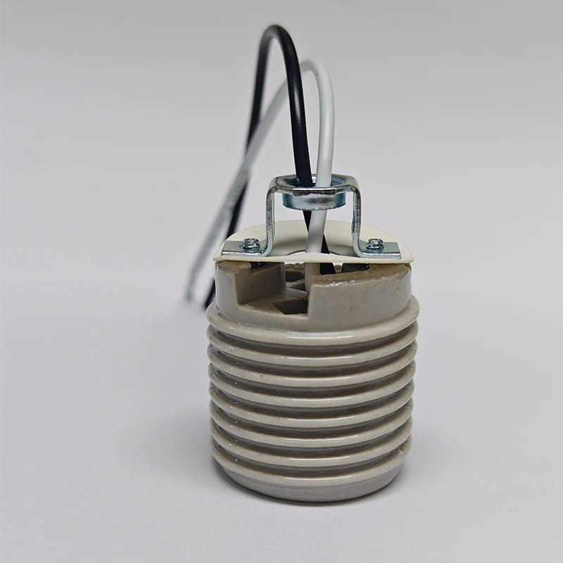 E26 Porcelain Lamp Base Ceramic Lampholder UL Listed Glazed Medium Screw Light Socketwt High Temperature 1015 18AWG Wire 15cm