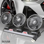 Car Fan 5V 12V 24V Car Cooling Fan 360° Adjustable Dual Head Air Fan USB 2Speeds Automotive Electric Fan For Dashboard RV Truck