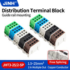 JINH DIN Rail Mount Stackable Hexagonal JHT3 Power Distribution Block Modular Heavy-Duty Cable Splicing Junction Box