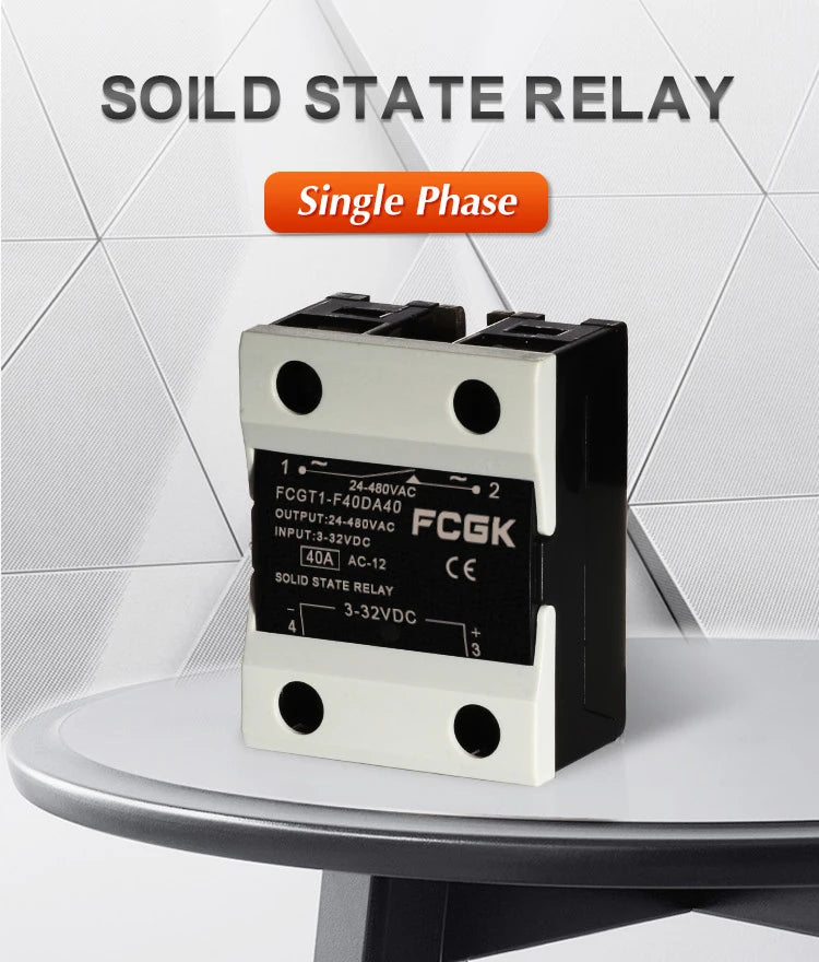 10A SSR 25A Solid State Relay 40A Output 3-32VDC 24-480VAC 220V Single Phase DC TO AC 40A Relay SSR HeatSink SSR 40DA
