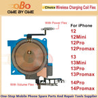Wireless Charging Coil Sticker With Power Volume Flex Cable For iPhone 12 13 Mini 14 Pro Max Wireless Charger Panel Repair (1PC)