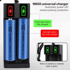 2-Slot Smart 18650 Battery Charger - USB-C Powered Lithium Ion Charger with LED Indicators, Universal Compatibility