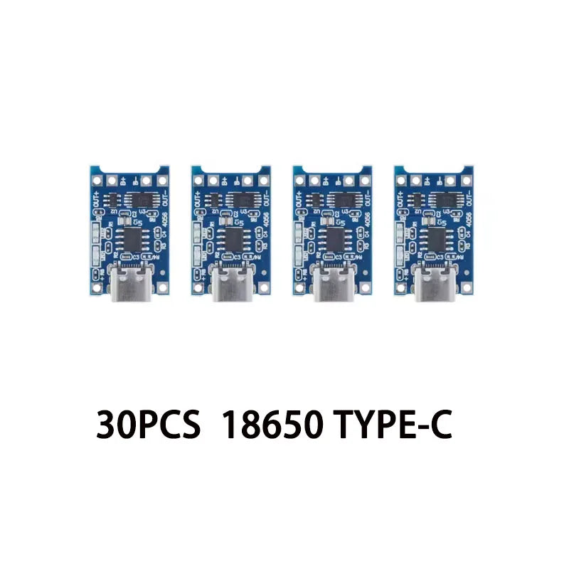 30PCS Micro/TYPE-C/MINI USB 5V 1A 18650 TP4056 Lithium Battery Charger Module Charging Board With Protection Dual Functions