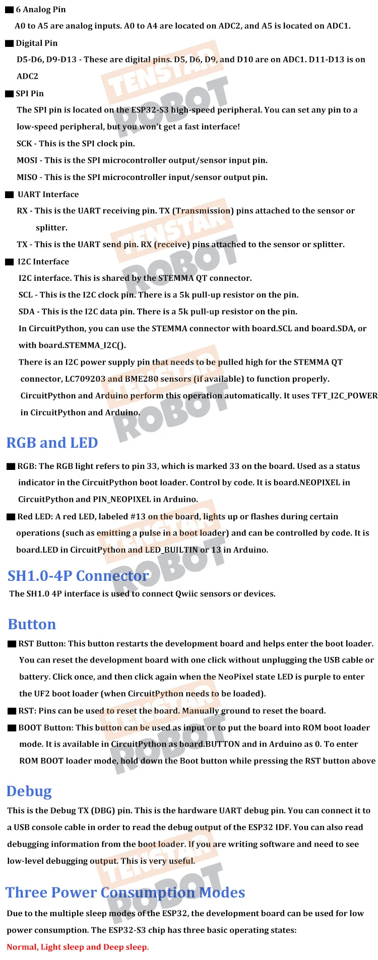 TENSTAR TS-ESP32-S3 Development Board With 1.14 Inch TFT Display With BMP280 and QMI8658C Sensor Learn to Program ESP32 S3