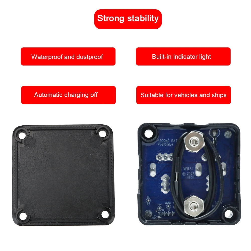 Relay VSR for Camper Charge 2 Battery Bank Car Smart Battery Isolator Voltage Sensitive Split Charge Auto Parts 12V 140A