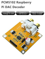 PCM5102 Raspberry Pi DAC Audio Decoder Board I2S Digital Audio Module 112dB SNR DC 5-10V Input Dual RCA Analog Output