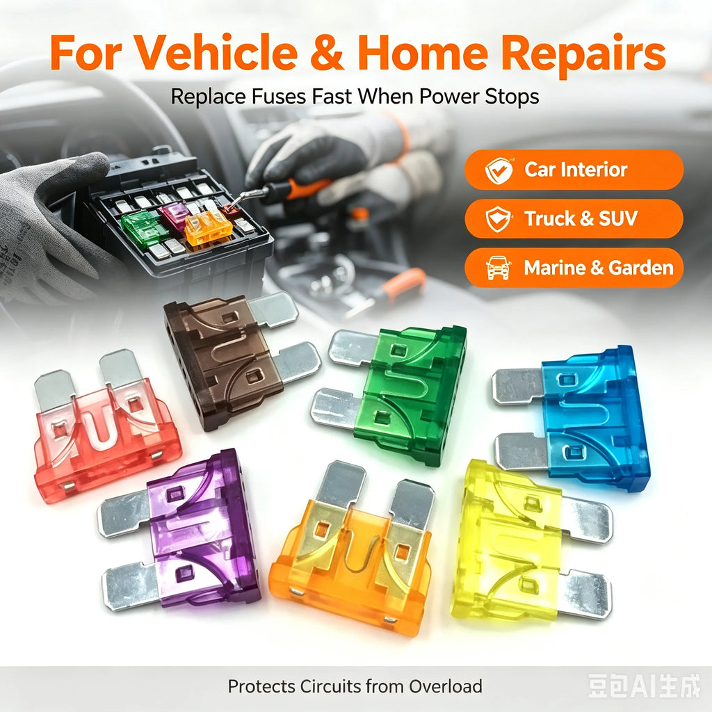 Car Blade Fuse 10pcs Medium Standard  Insert ZINC Pins 1A 2A 3A 5A 7.5A 10A 15A 20A 30A 40A 50A Refitted For Auto Car Truck