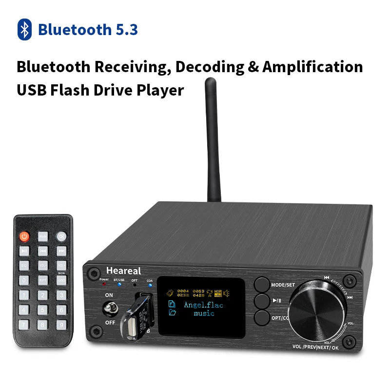 HiFi Bluetooth 5.3 Audio Receiver DAC Preamp with ESS9018K2M, 32bit/192kHz, Optical Coaxial Input, RCA/3.5mm Output