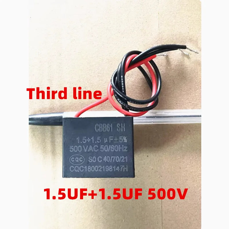 2PCS CBB61 Fan Ceiling Fan with Light 0.6 0.8 3 0.4+1.2UF Three-Wire Speed Control Motor Start Capacitor 450V