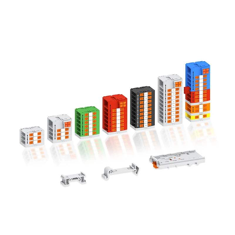 Din Rail Distribution Block PTVFIX Series Push-in Side-entry Terminal Block 2.5 mm² Cable Connector 6/7/12/13/18/19 Connections