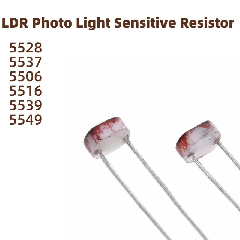 50-100PCS LDR Photo Light Sensitive Resistor Photoelectric Photoresistor 5528 GL5528 5537 5506 5516 5539  For Arduino