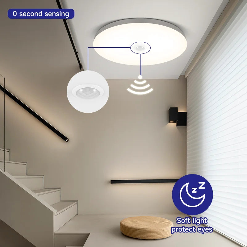 Led Ceiling Lamp With Motion Sensor 110-220V Human Infrared Smart Room Lamp 20W 40W Ceil Lamps For Entrance Balcony Corridor