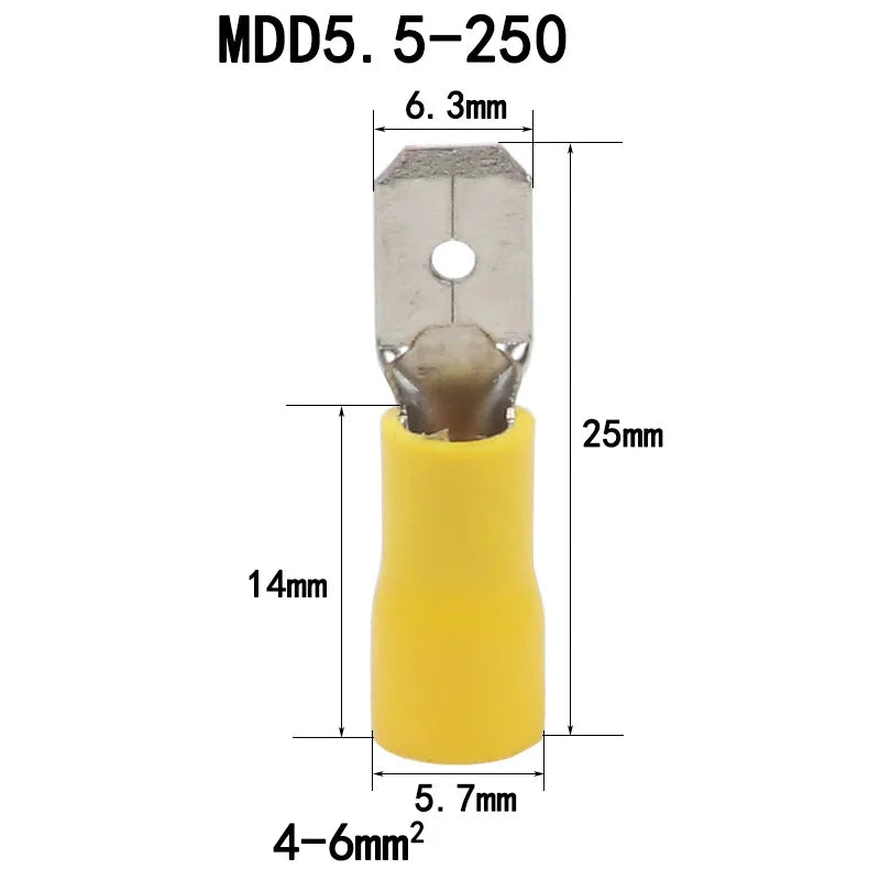100pcs/50 pairs Female/Male Spade Connectors 16-14 AWG Spade Quick Disconnect Connectors Insulated Spade Wire Crimp Terminal