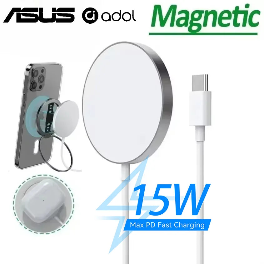 15W Fast Charger Original Magnetic Wireless Device For iPhone 16 15 14 Pro Max Mini USB C 8 Plus XR X XS MAX Airpods