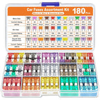 180Pcs Fuses Assorted Kit, Mini Blade Fuse + Standard Fuse Automotive +Micro Fuse +1 Puller (2A-40A) for Car/RV/Truck/Motorcycle