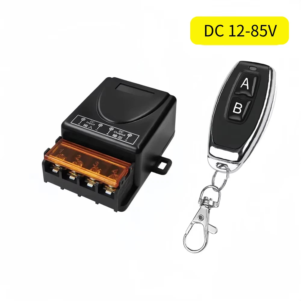 433Mhz Wireless Remote Control Switch 30A DC 12V 24V 36V 85V High Power RF Relay Receiver for Pumps Light Lamp LED 100m Range