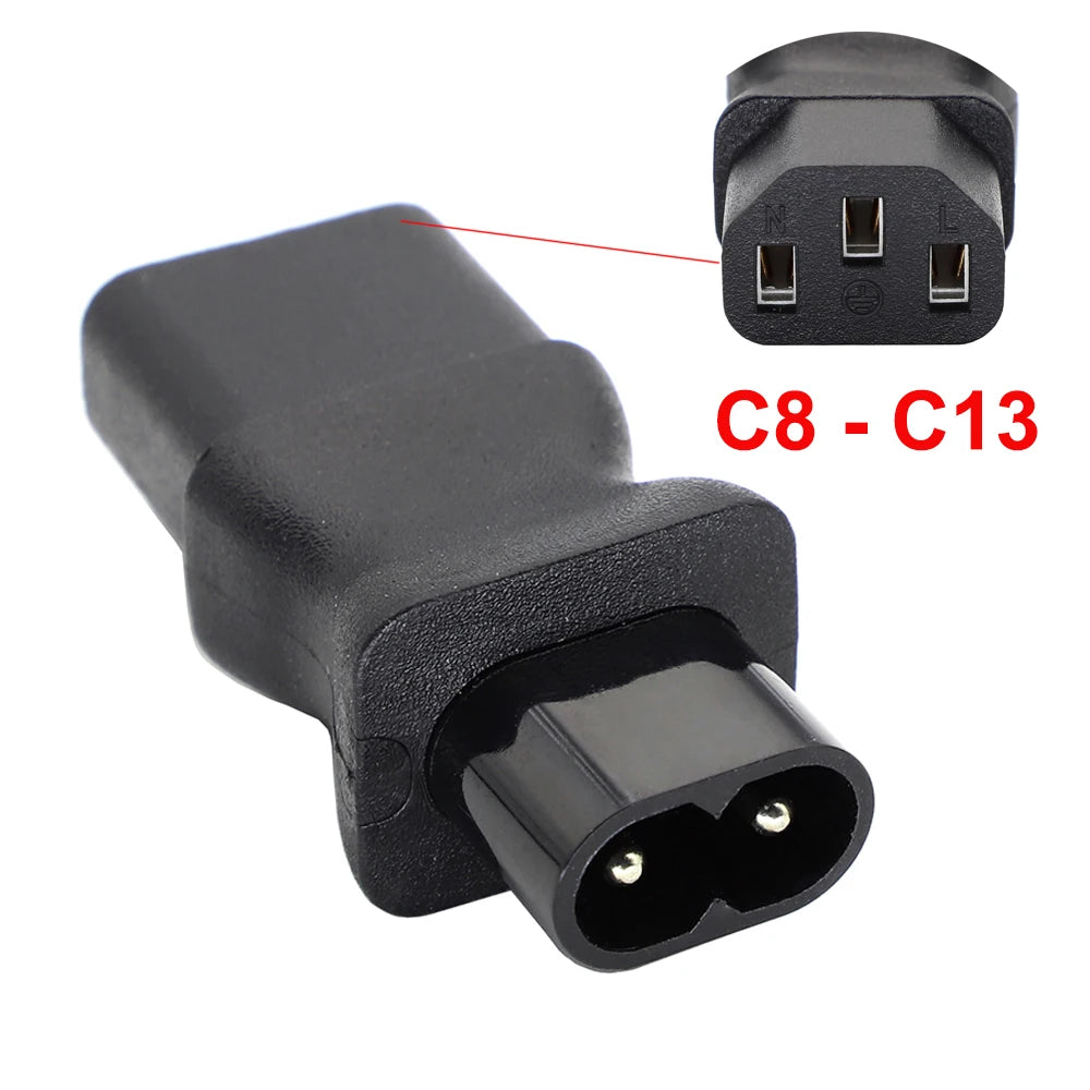 C8-C13 IEC 320 C13 to C8 AC Power Adapter IEC 3Pole Female to C8 2Pin Male Figure 8 AC Converter Connector Socket Black 1pcs