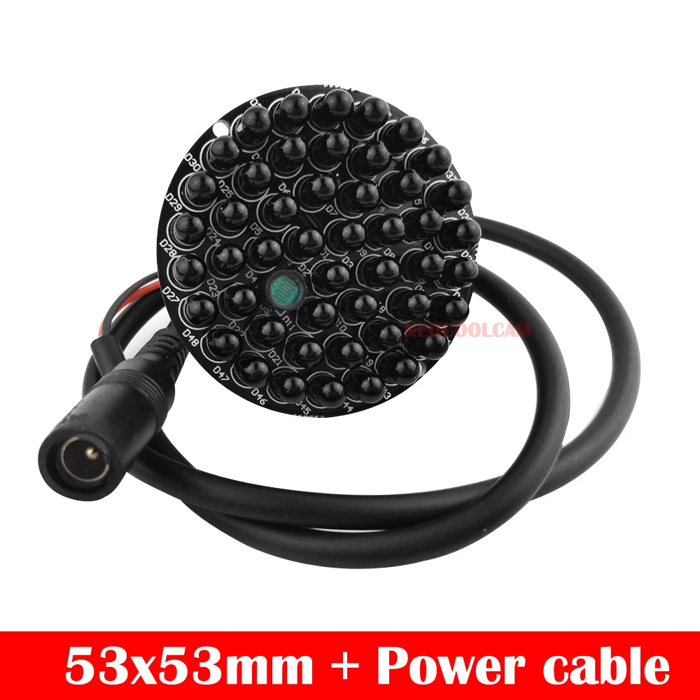 Invisible 940nm No Red Exposure at Night 48pcs IR Light Infrared Illuminator Board For CCTV Camera Night Vision + Power Cable