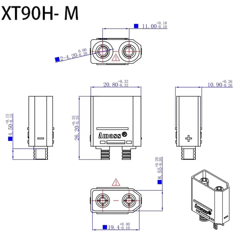 XT90 Male and Female Connector Aircraft Model Lithium Battery Connector Xt90s Electrical Adjustment Gold-Plated Cable Plug