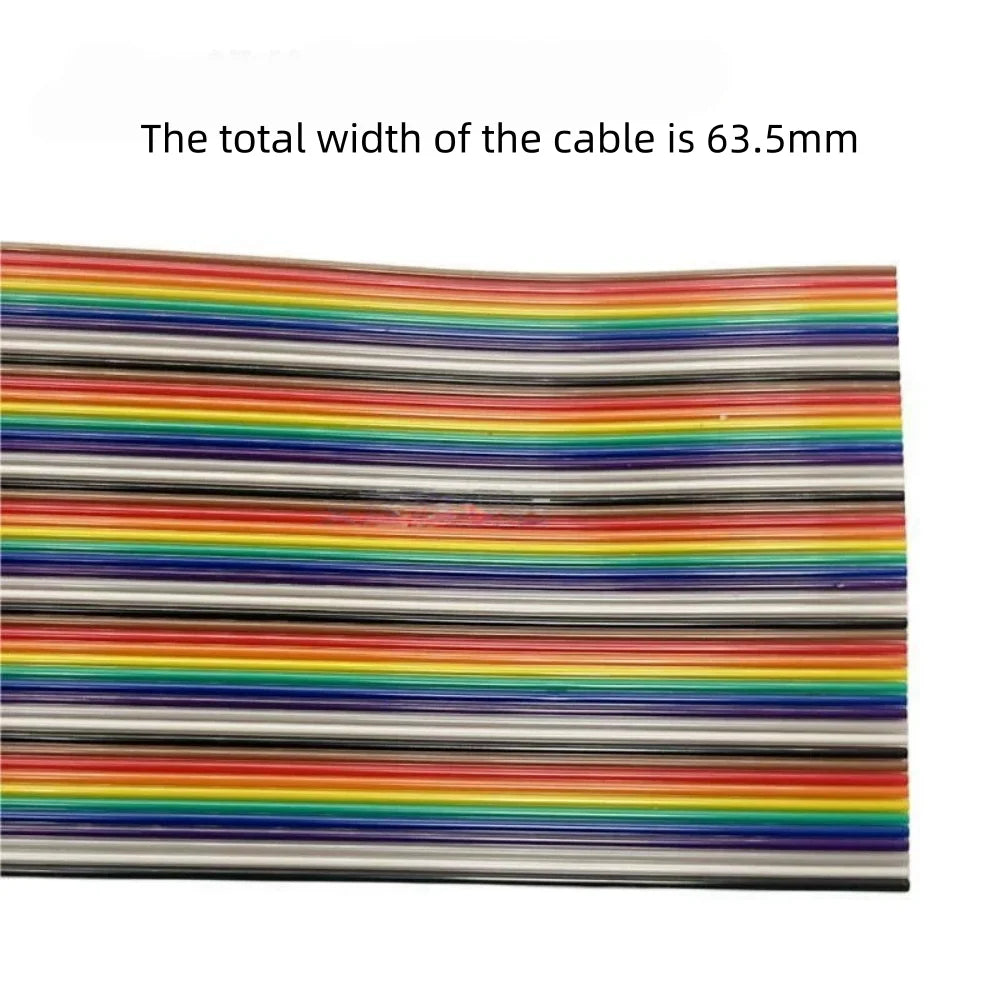 Rainbow Dupont Flat Ribbon Cable 1.27mm Pitch 1 Meter Length 6P‑64P Multi Pin Counts Compatible for FC Dupont Connector