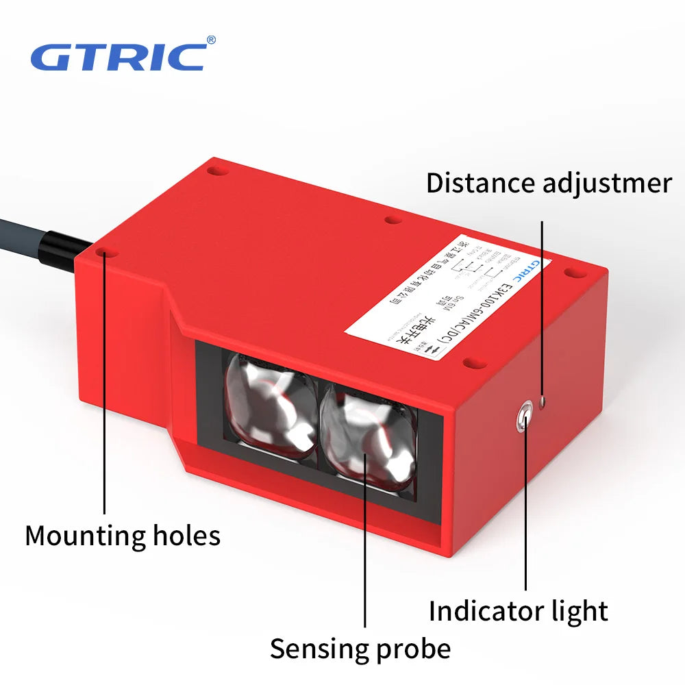 GTRIC Square Photoelectric Sensor Optic Infrared Switch Diffuse Reflection IP67 Waterproof 24-220V AC DC Universal 7m Distance