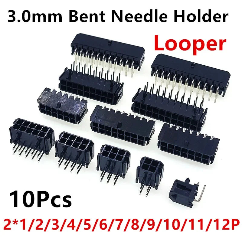Molex 3.0mm Plug-in Needle Holder Bent Needle Connector Looper 2*1/2/3/4/5/6/7/8/9/10/11/12P MX3.0mm Double Row Curved Connector