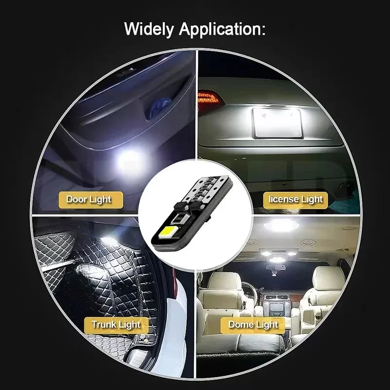 10/20x Car LED Bulb T10 W5W LED Signal Light Canbus 12V 6000K Auto Claerance Wedge Side Reverse Lamps 2835 2SMD White No Error