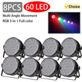 8PCS 60LED Par Light RGB Stage Light DMX512 Sound-Activated DJ Disco Light Wedding Festival Bar Atmosphere Light Audience Light