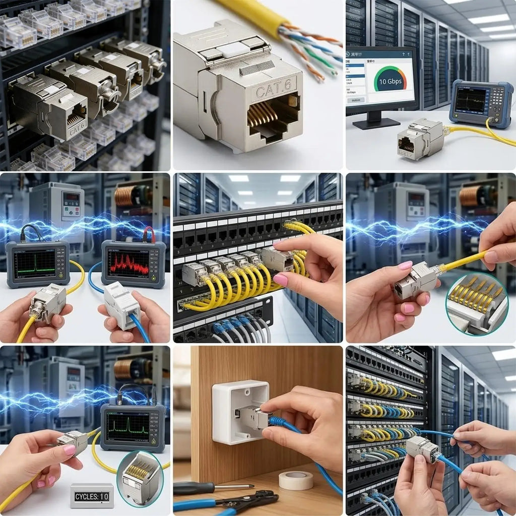 Metal Cat7 6 Cat6A Keystone Jack Connector Module RJ45 Shielded Network Cable Conector For Networking Wire Ethernet Lan Cable