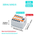 1PCS Wire Electrical Connectors PTFIX 2.5mm Wire Merging And Branching Device Push-in Terminal Block Connector Mount On Din Rail